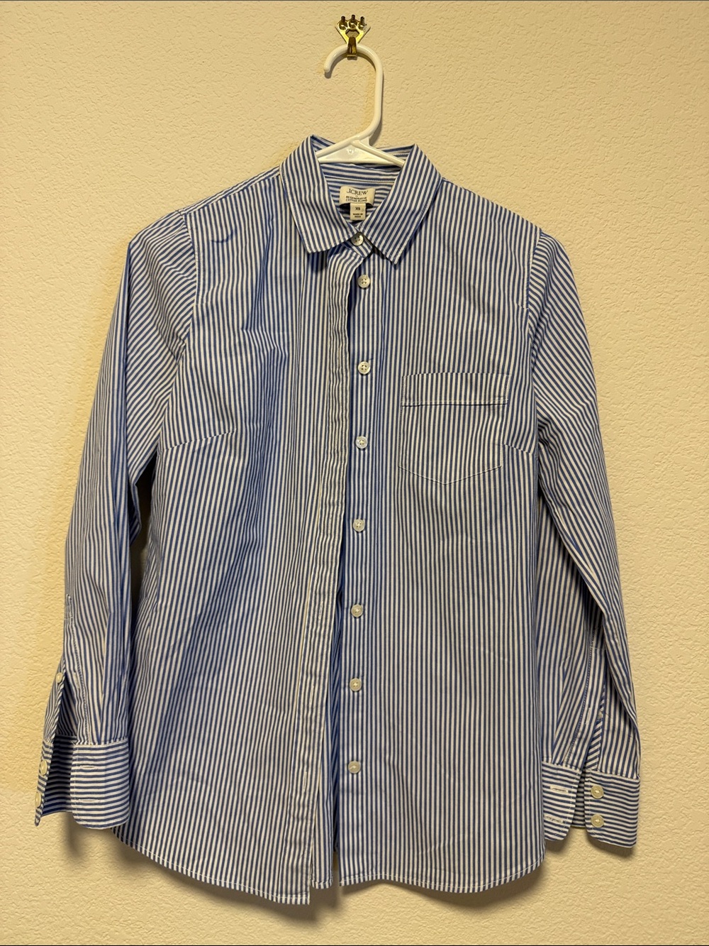 J. Crew Blue and White Narrow Stripe Button-Down Shirt